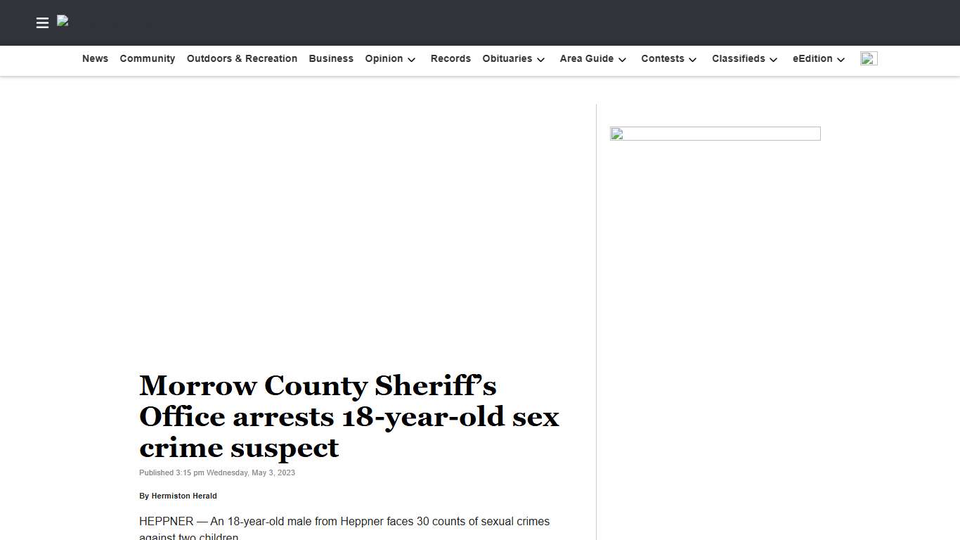 Morrow County Sheriff’s Office arrests 18-year-old sex crime suspect Hermiston Herald